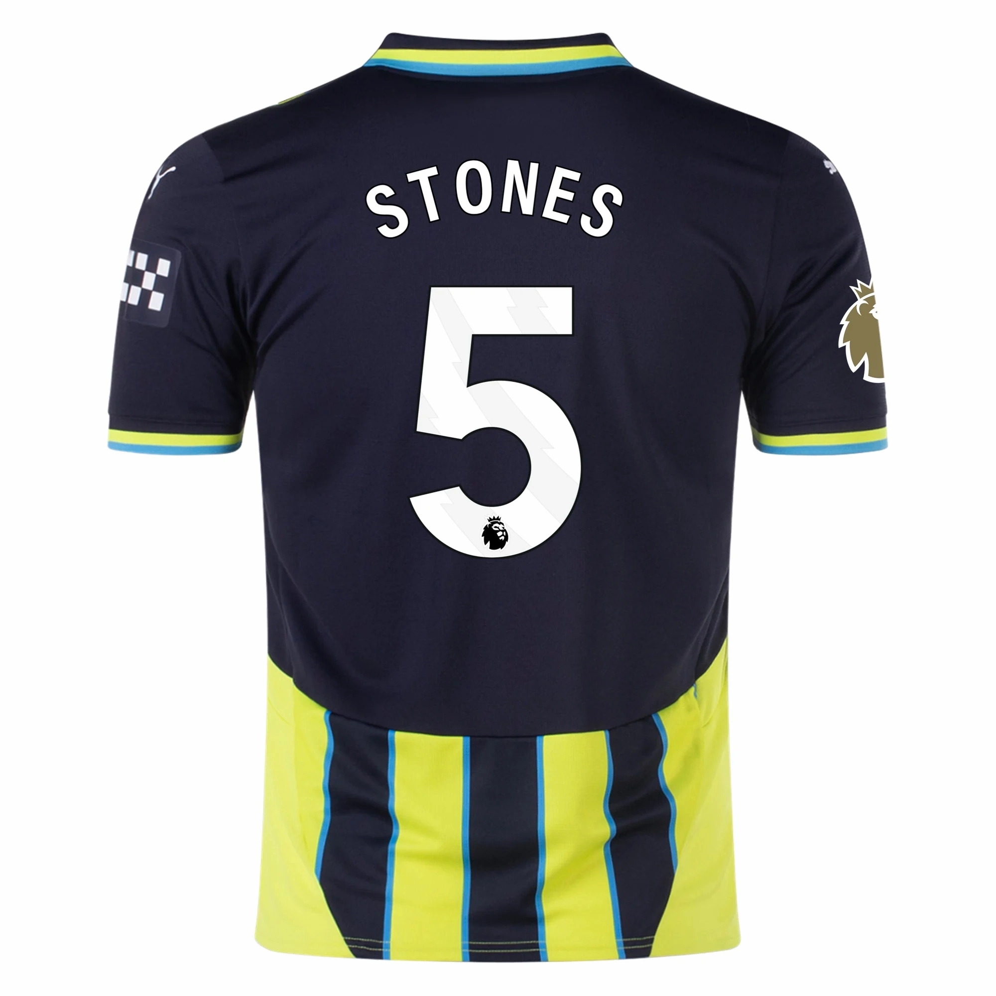 Training session Matte Surface Finish Puma Manchester City John Stones Away Jersey w/ EPL   Club World Cup Patch 24/25 (New Navy/Yellow Glow)