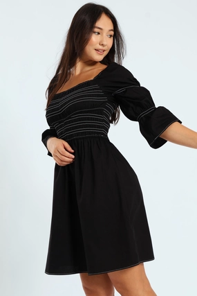Timeless slip dress 3/4 Center Stitch Smocked Mini Dress