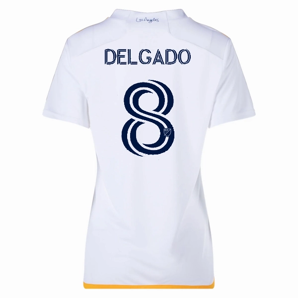 Elastic Cuff Retention Flexible Knit Construction adidas Womens LA Galaxy Delgado Home Jersey 24/25 (White/Yellow/Navy)