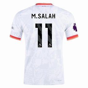 Nike Liverpool Authentic Mohamed Salah Third Jersey w/ EPL Patch 24/25 (White/Pure Platinum) Soft Touch Interior