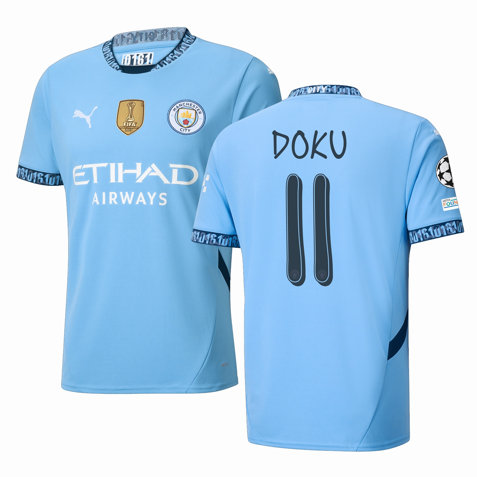 Fresh Look Power Comfort Puma Manchester J??r??my Doku Home Jersey w/ Champions League   Club World Cup Patch 24/25 (Team Light Blue/Marine Blue)