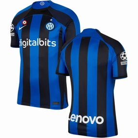 Airflow Channel Design Abrasion resistant Nike Inter Milan Home Jersey w/ Champions League Patches 22/23 (Lyon Blue/Black)