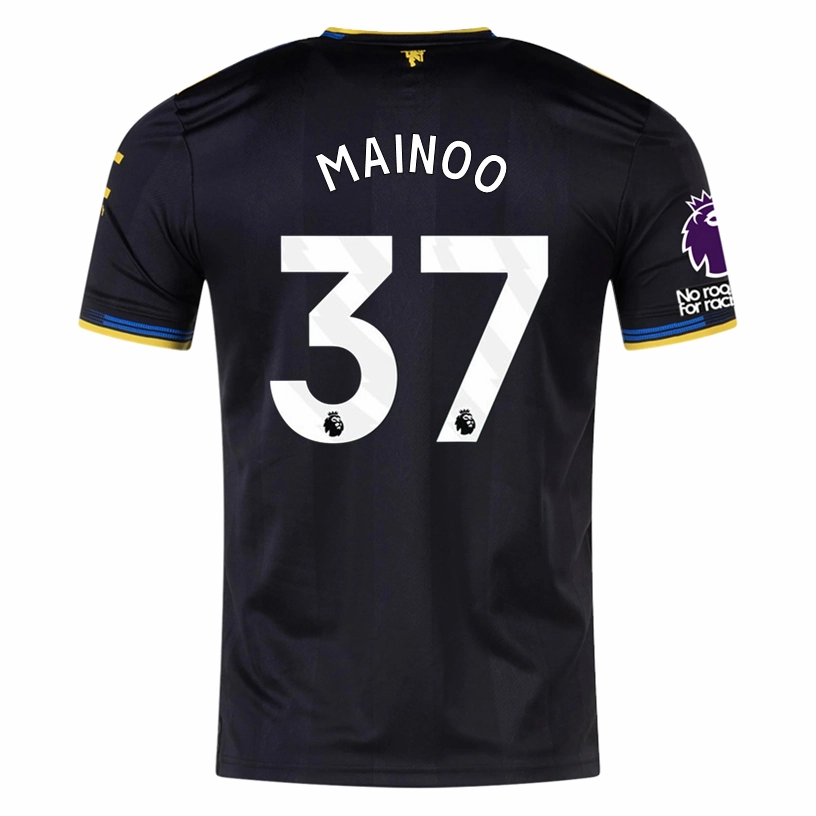 adidas Mainoo Men's Manchester United Authentic Third Jersey 25/26 w/ NRFR   EPL Patches (Black) Dry Texture Outdoor Essentials
