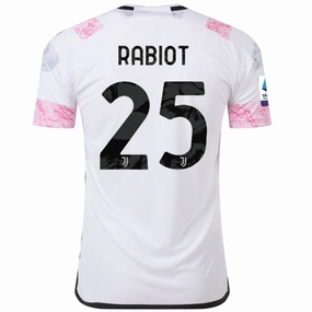 Temperature Regulating Fabric Antibacterial Fiber Blend adidas Juventus Adrian Rabiot Away Jersey w/ Serie A 23/24 (White)