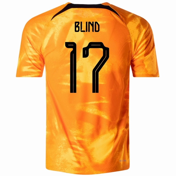 Nike Netherlands Daley Blind Match Authentic Home Jersey 22/23 (Laser Orange/Black) Soft Texture