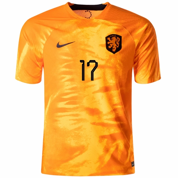 Nike Netherlands Daley Blind Match Authentic Home Jersey 22/23 (Laser Orange/Black) Relaxed Silhouette Speed Ready
