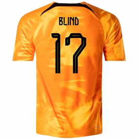 Nike Netherlands Daley Blind Match Authentic Home Jersey 22/23 (Laser Orange/Black) Soft Texture