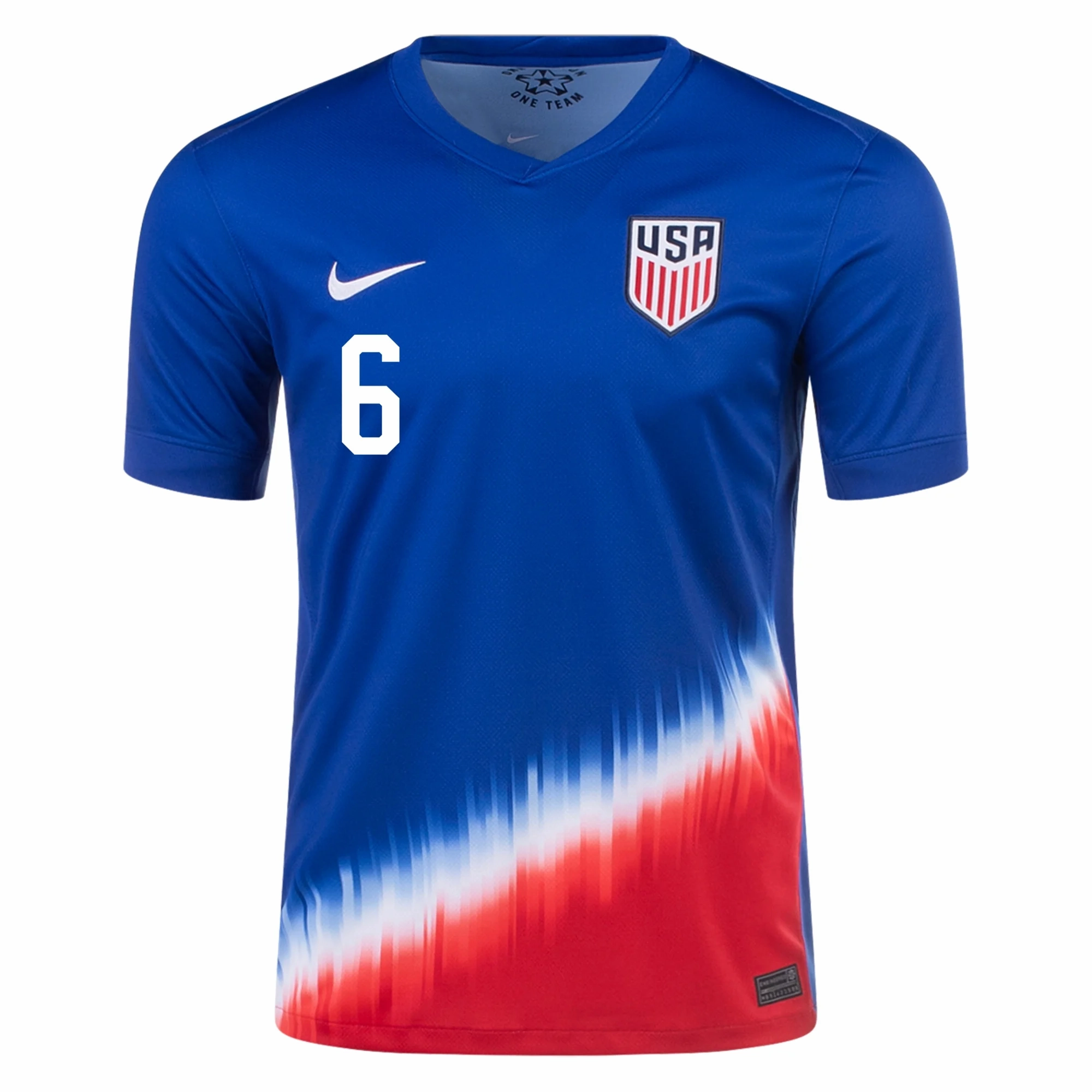 Microfiber Performance Blend Nike Mens United States Yunus Musah Away Jersey 24/25 (Old Royal/Sport Red)