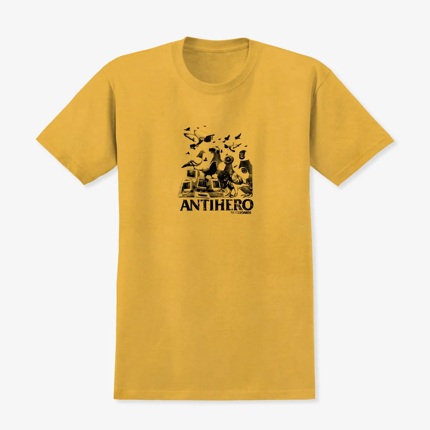 Chilly Day Comfort Pigeon Intelligence Tee (Mustard)