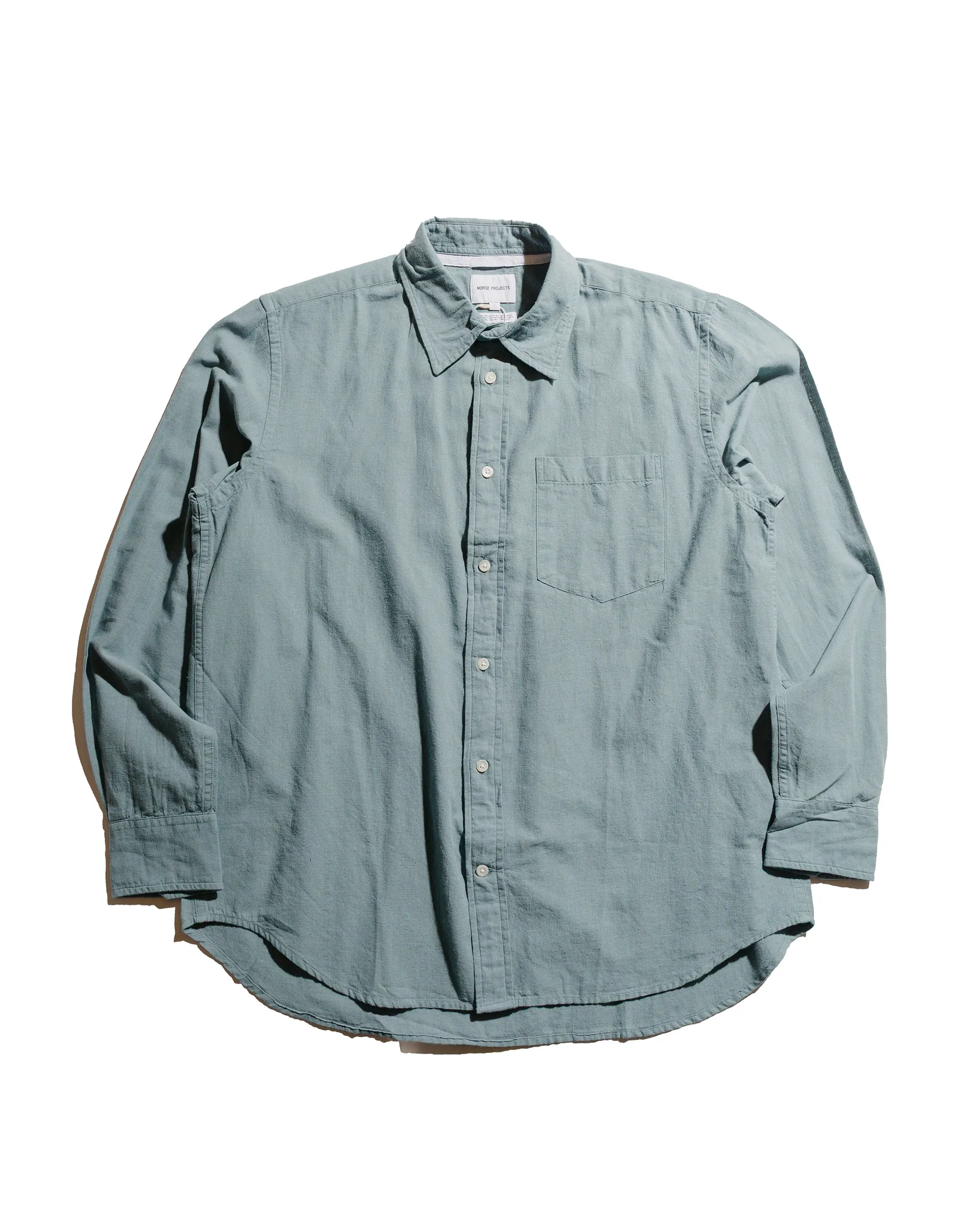 Norse Projects Algot Relaxed Cotton Linen Shirt Greyish Blue Versatile Layering Piece