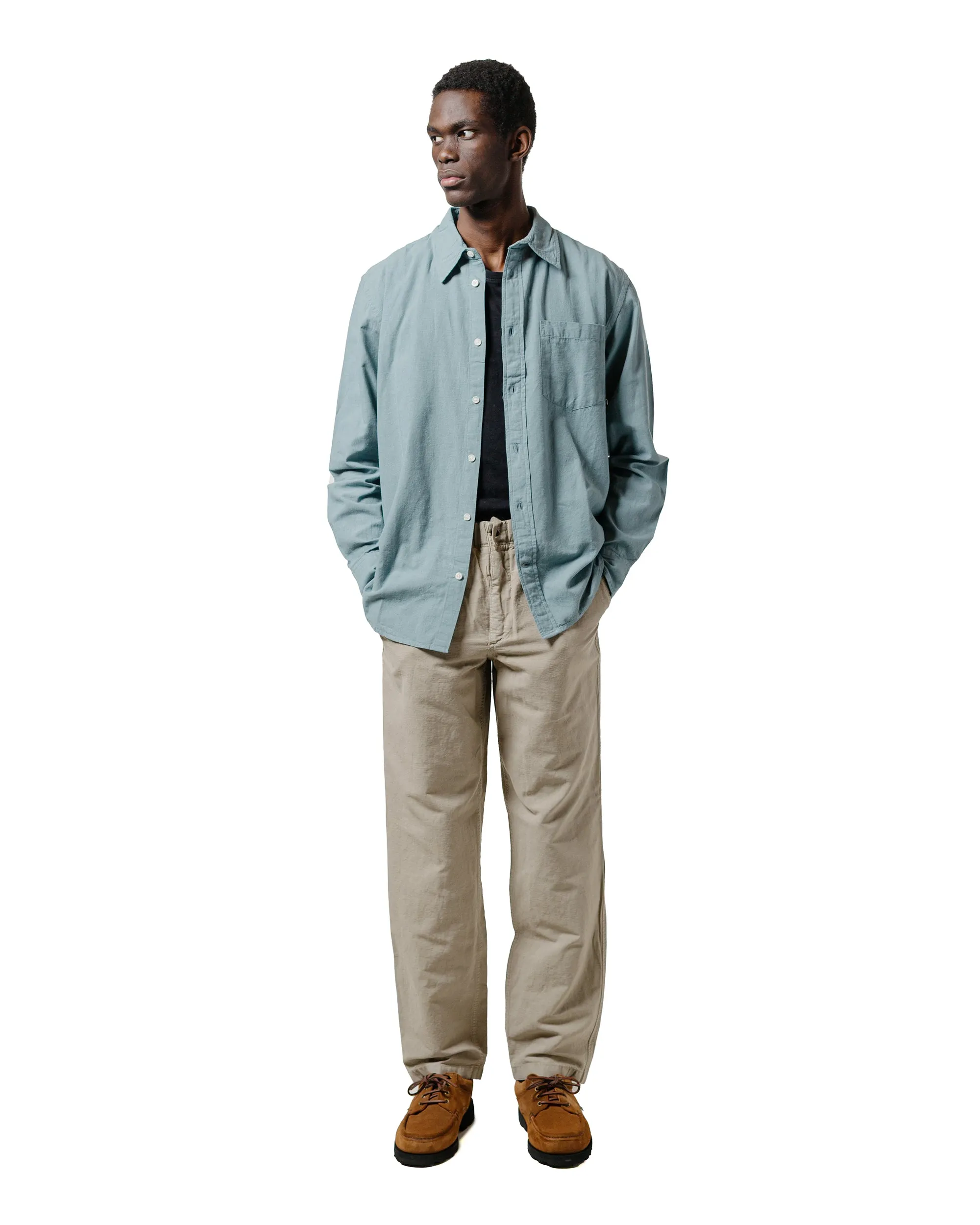 Wedding guest Norse Projects Algot Relaxed Cotton Linen Shirt Greyish Blue