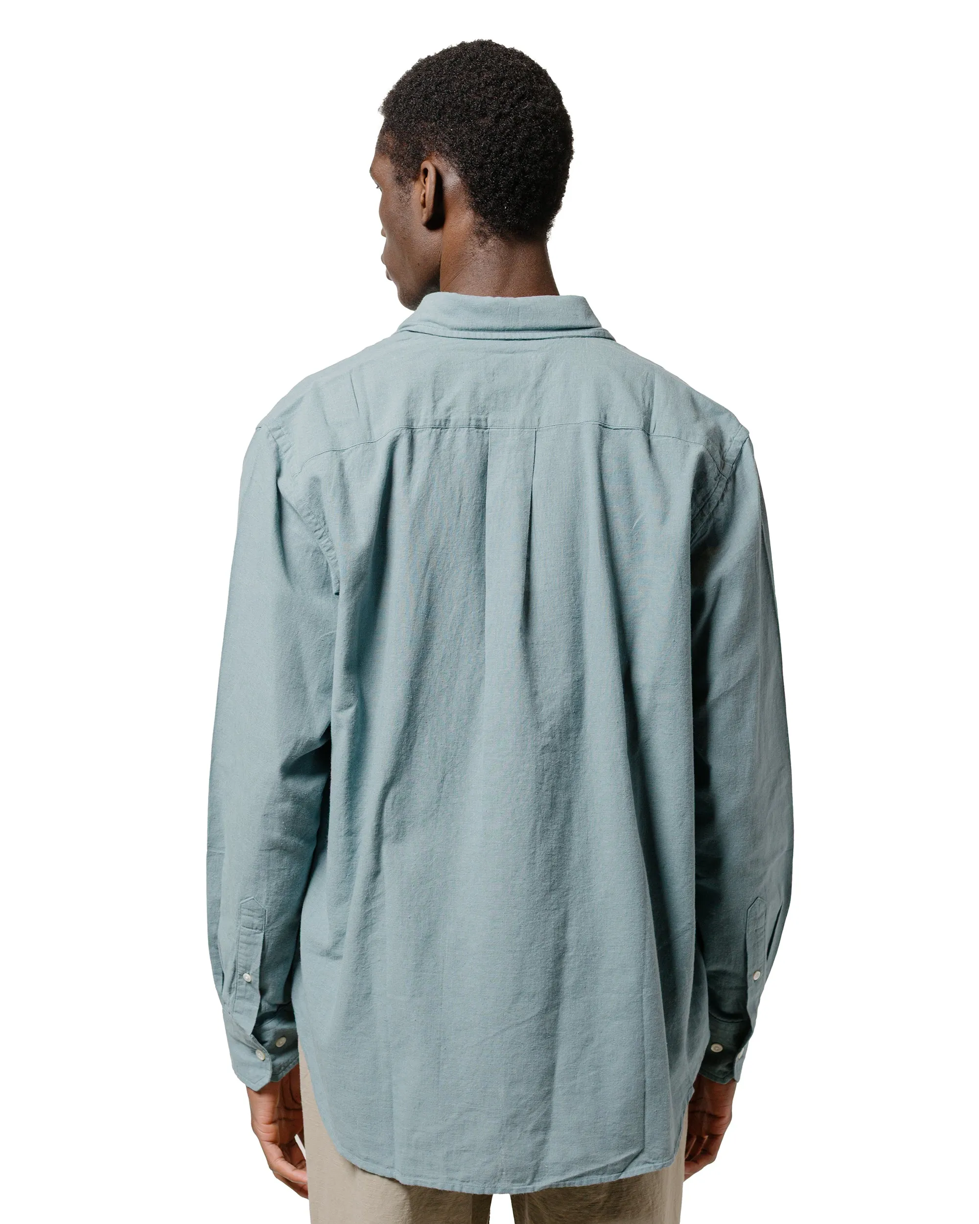 Ventilated Back Summer Outfit Norse Projects Algot Relaxed Cotton Linen Shirt Greyish Blue