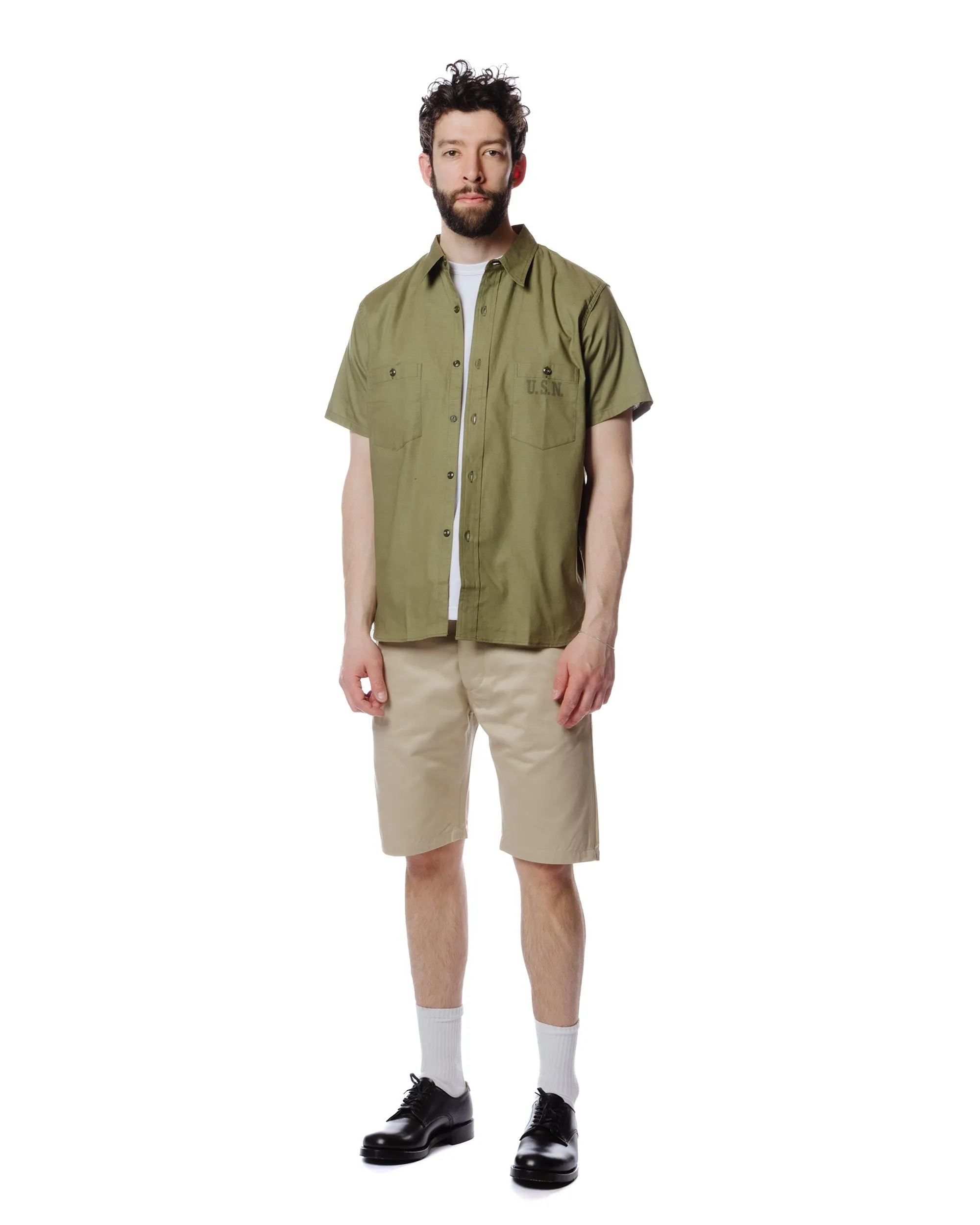 The Real McCoy's MS19017 N-3 Utility Shirt S/S Olive Fitted Design