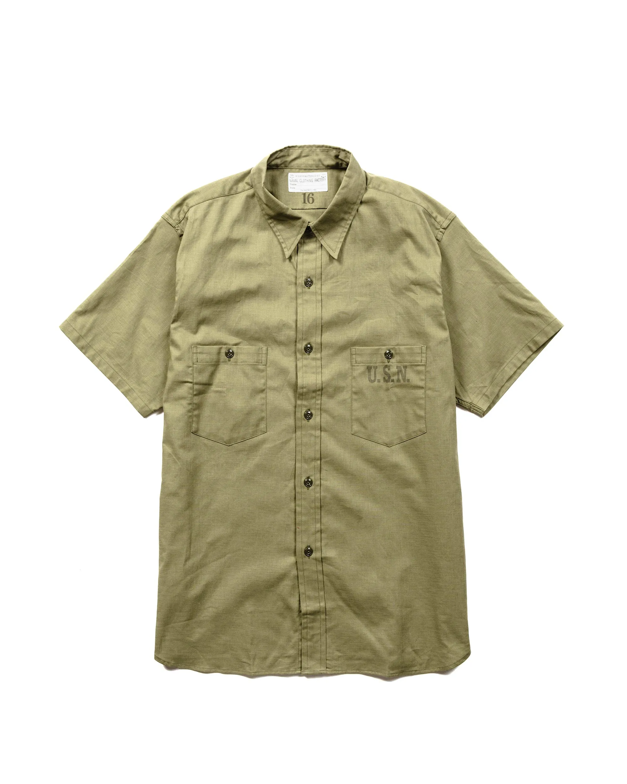 The Real McCoy's MS19017 N-3 Utility Shirt S/S Olive Layered Design Eco-Friendly Choice