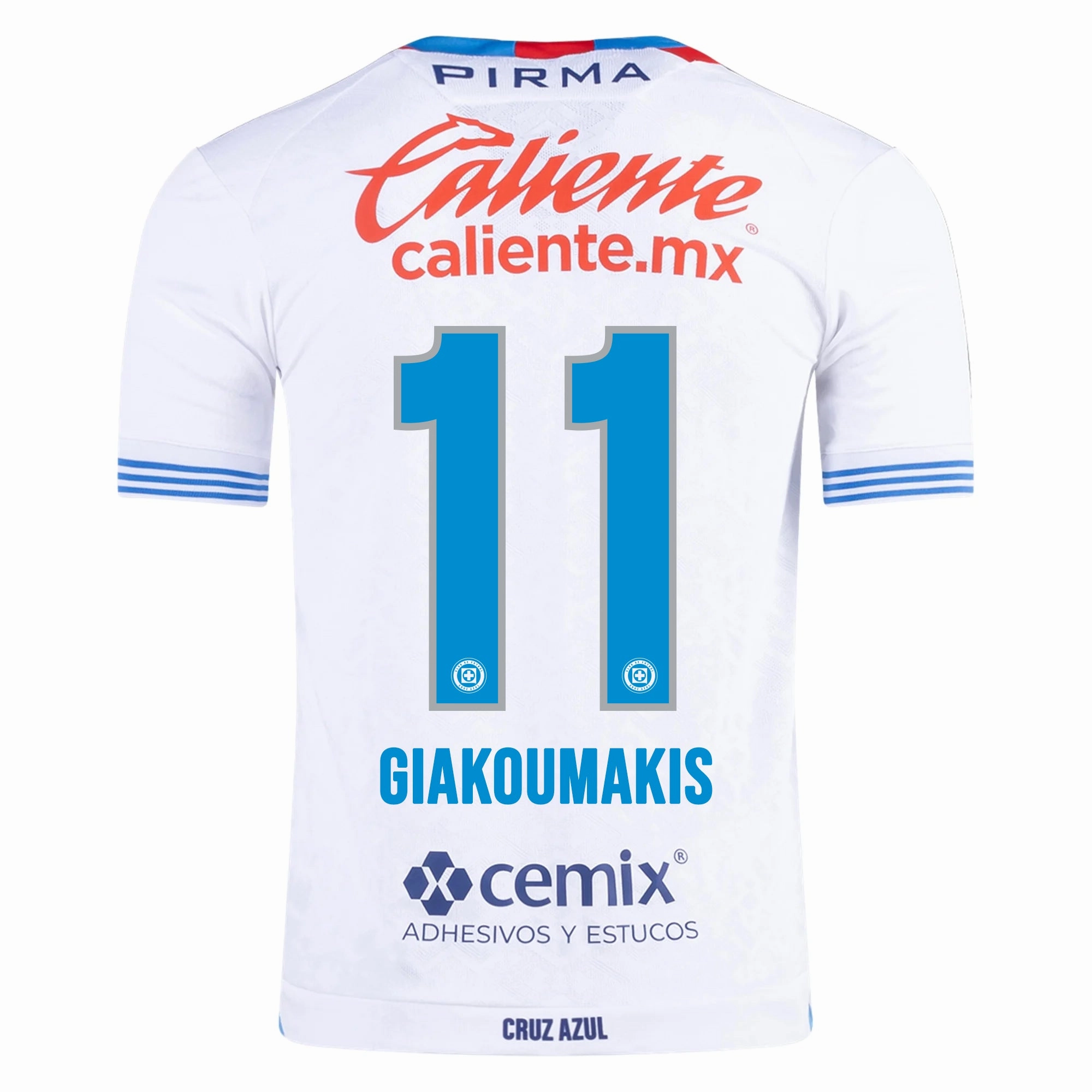 Pirma Georgios Giakoumakis Cruz Azul Away Jersey 24/25 (White/Blue) Ribbed Hem Detail