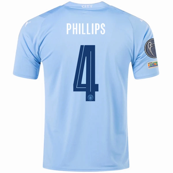 anti static coating Puma Manchester City Kalvin Phillips Home Jersey w/ Champions League   Club World Cup Patches 23/24 (Team Light Blue/Puma White)