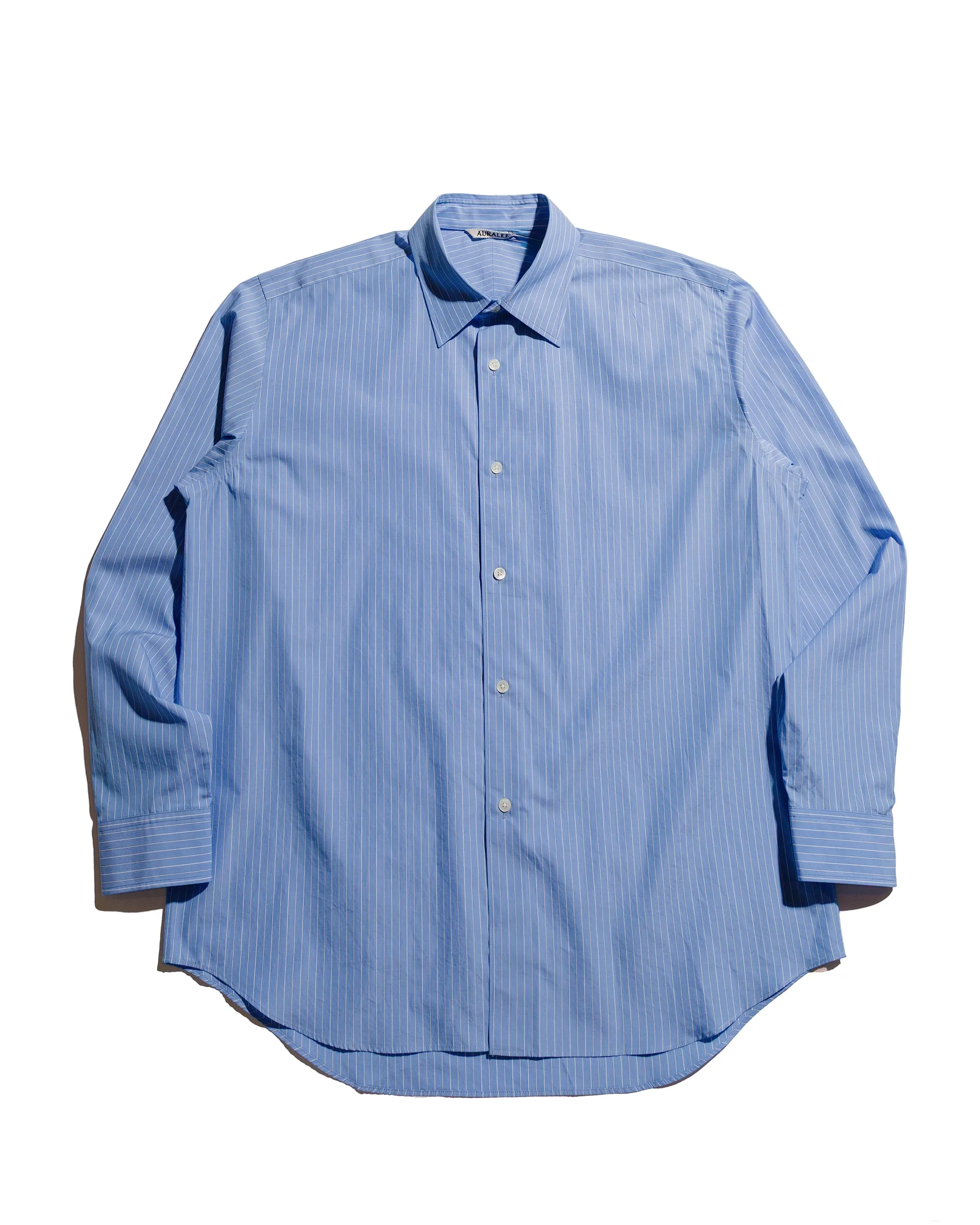 Smooth Stitch Pattern Winter Essentials Auralee Suvin High Count Cloth Stripe Shirt Blue Stripe