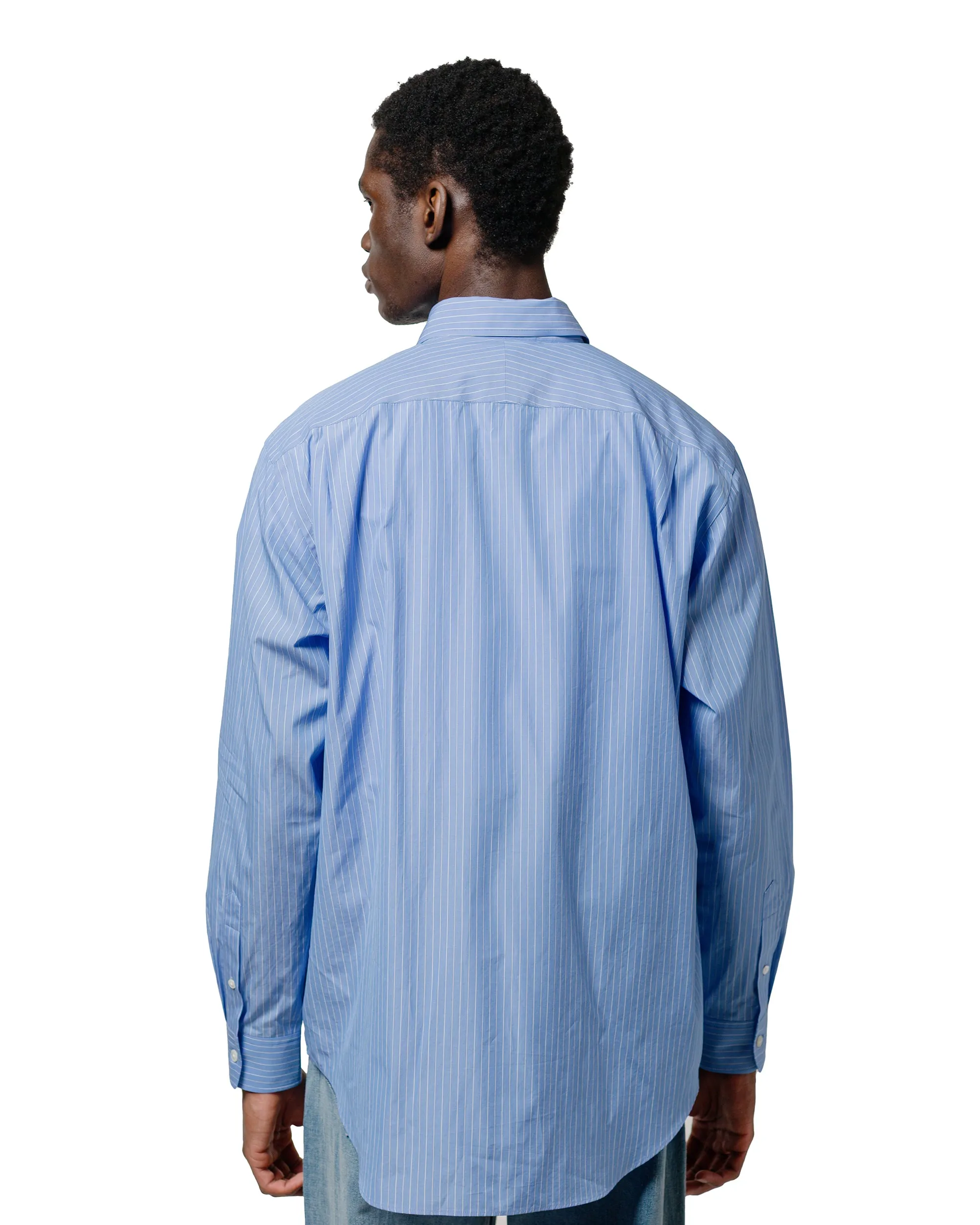 Slim Silhouette Auralee Suvin High Count Cloth Stripe Shirt Blue Stripe
