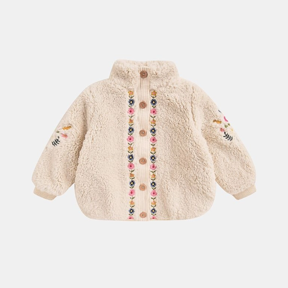 Louise Misha Rosinna Sherpa Coat, Cream SlipResistantFastenings
