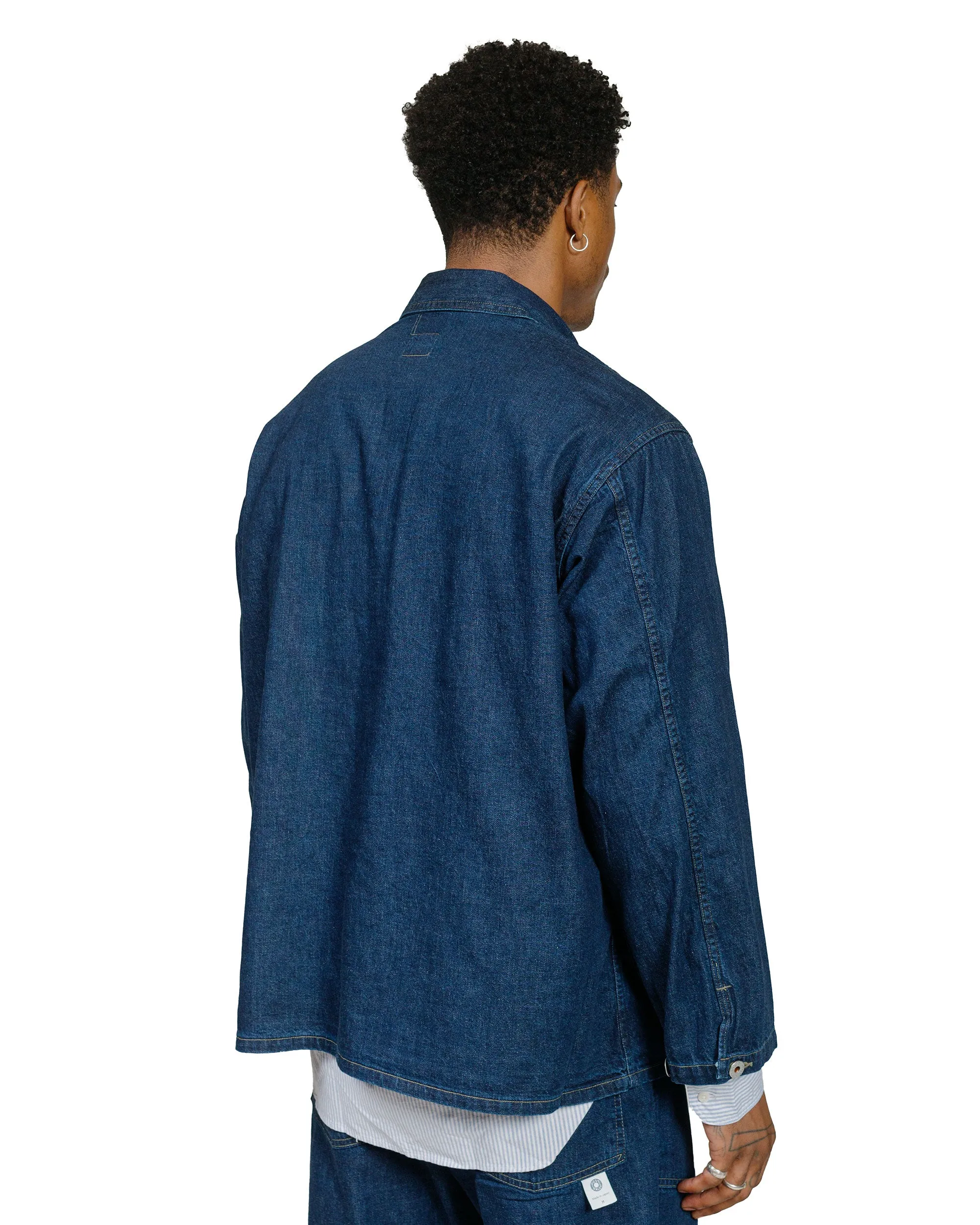Post O'Alls ARMY Shirt Blue Denim w/OD Yellow Stitch Indigo Quick Dry Construction Fashionable Pick