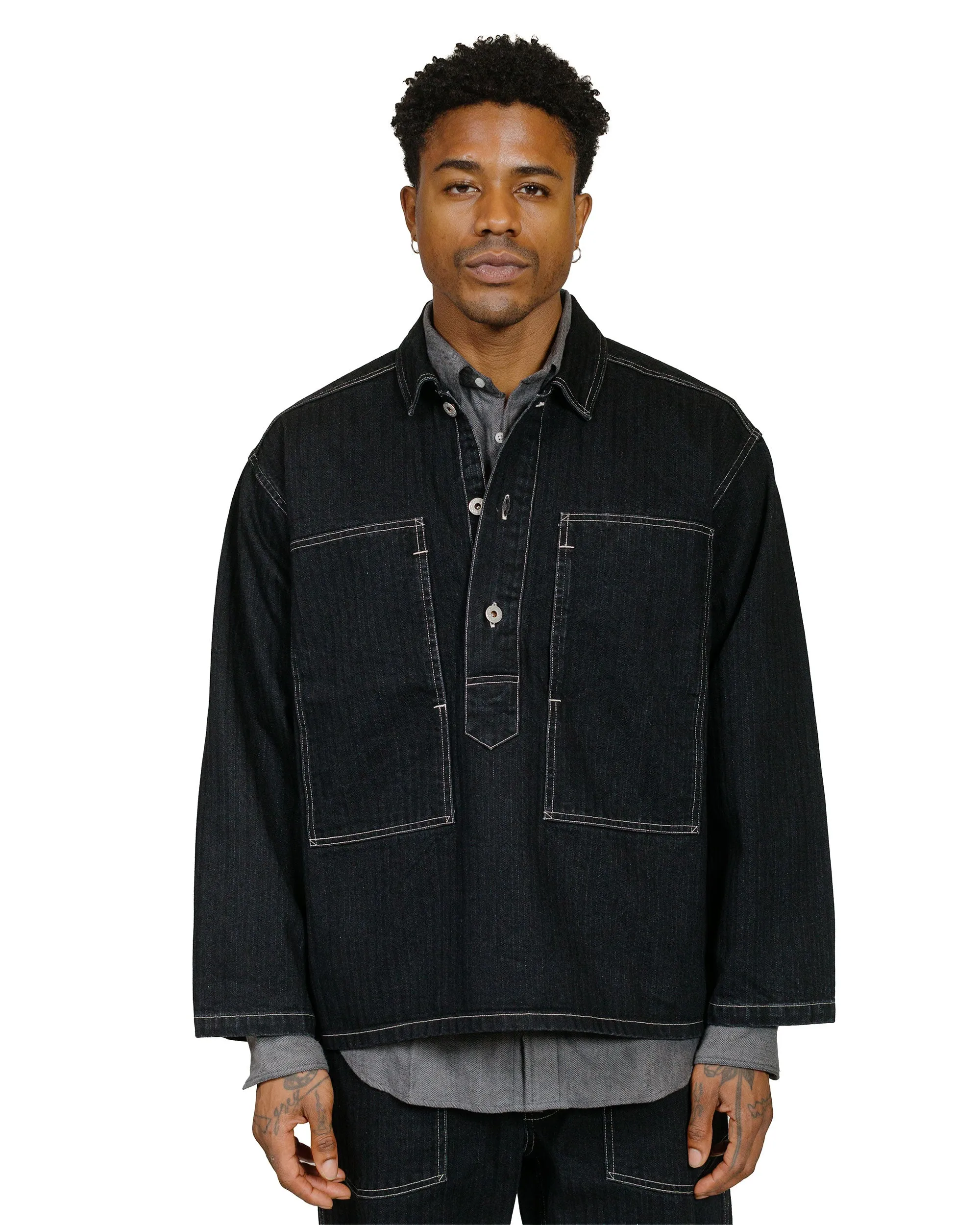 Post O'Alls ARMY Shirt Herringbone Denim Black Outdoor Gear Versatile Styling
