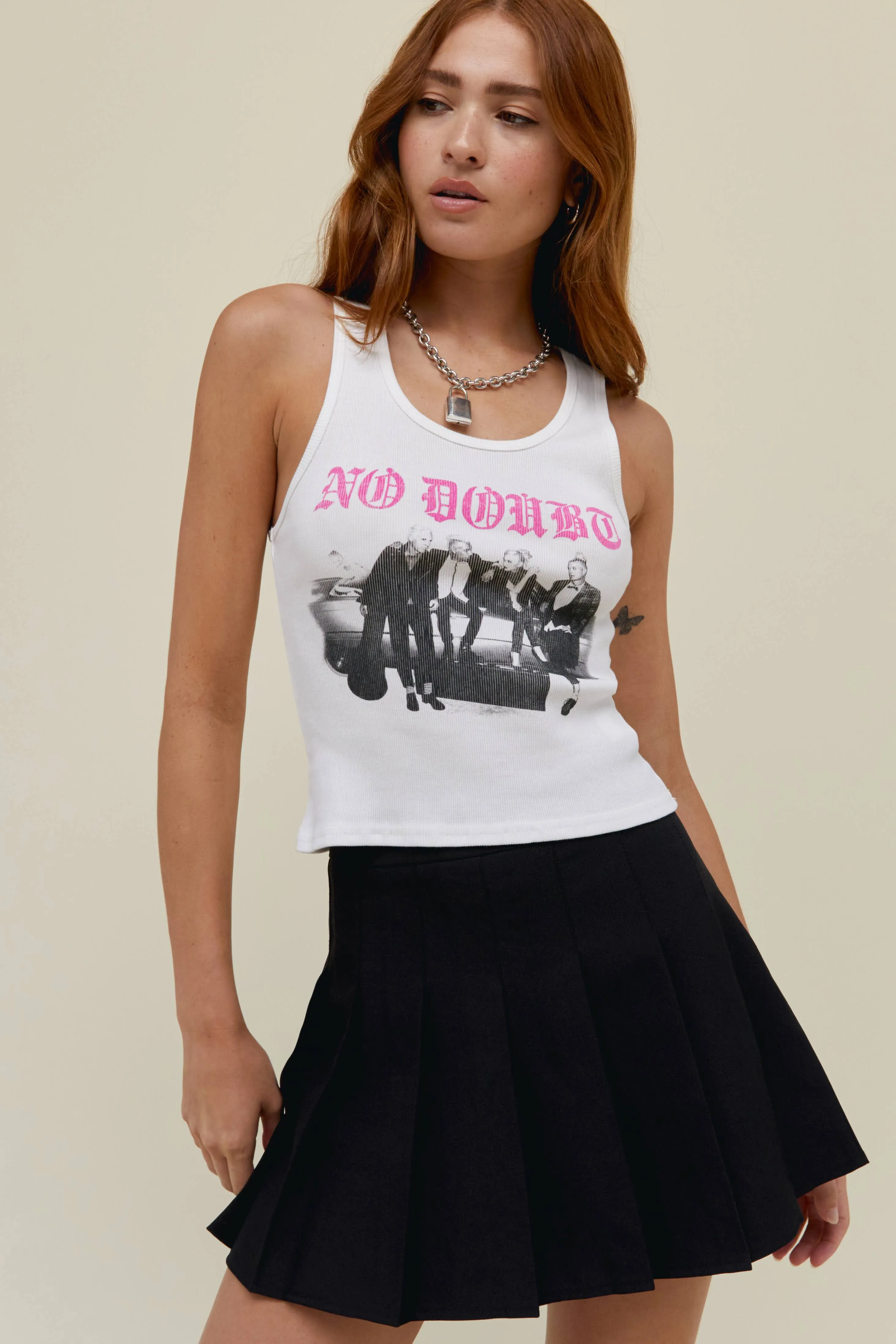 Coastal Chic fresh start DayDreamer "No Doubt Seven Night Stand Ribbed Tank" W - White / Pink