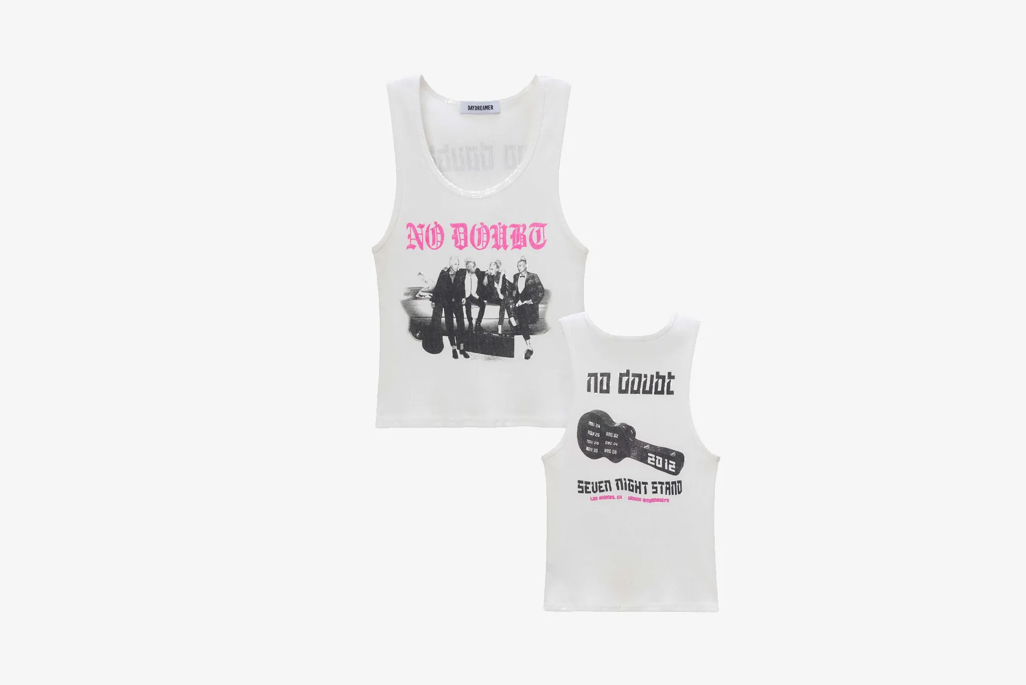 Sharp Line MultiFunctional Pockets DayDreamer "No Doubt Seven Night Stand Ribbed Tank" W - White / Pink