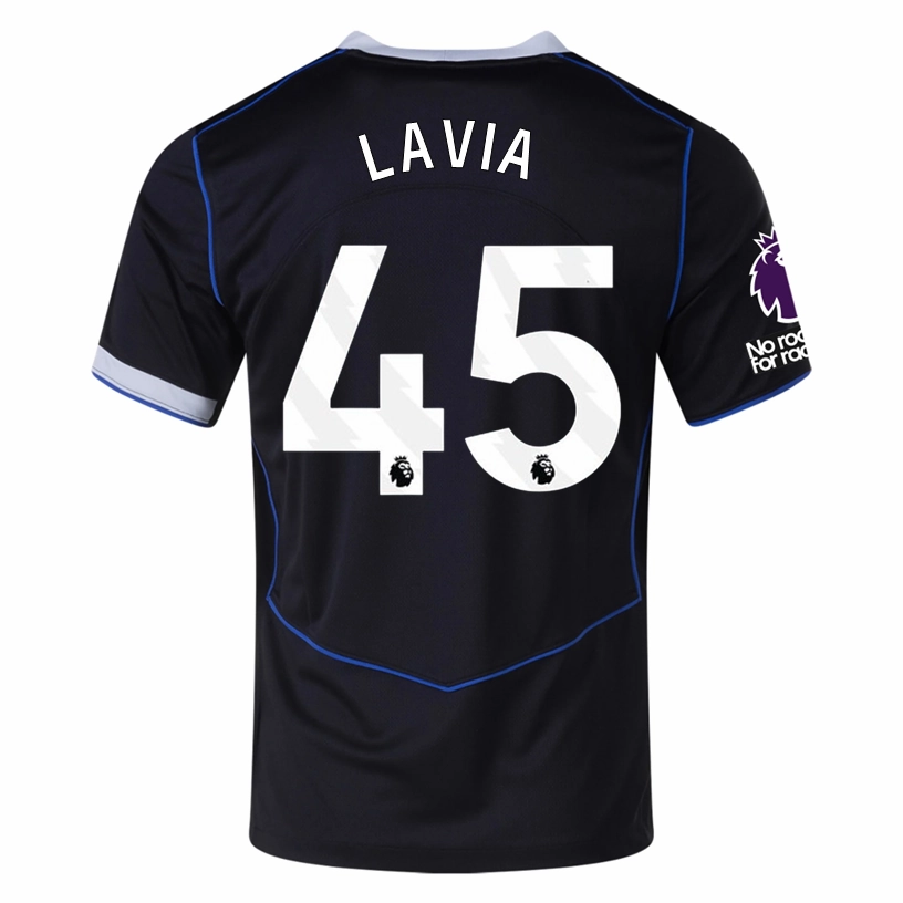 Breathable Jersey Material Non Restrictive Armholes Nike Lavia Chelsea T90 Third Jersey w/ EPL   NRFR   CWCC Patch 25/26 (Black/Silver)