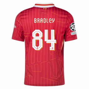 Thermoregulating Material Tailored Fit Nike Liverpool Conor Bradley Home Jersey w/ Champions League Patches 24/25 (Gym Red/Chrome Yellow)