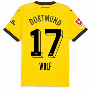 Puma Borussia Dortmund Authentic Wolf Home Jersey w/ Bundesliga Patch 23/24 (Cyber Yellow/Puma Black) Indoor Workout