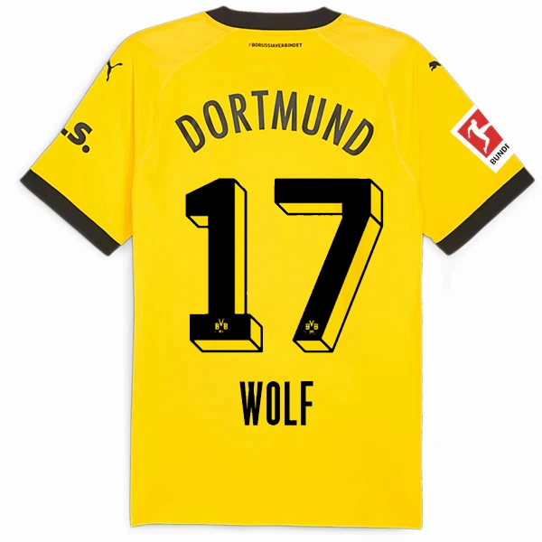 Puma Borussia Dortmund Authentic Wolf Home Jersey w/ Bundesliga Patch 23/24 (Cyber Yellow/Puma Black) Indoor Workout