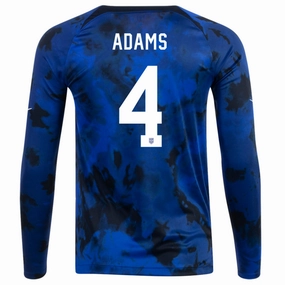Nike United States Tyler Adams Long Sleeve Away Jersey 22/23 (Bright Blue/White) Thermal Insulation Layer Strong Lines
