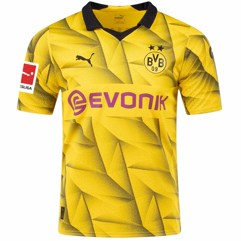 Puma Mens Borussia Dortmund Third Jersey w/ Bundesliga Patch 23/24 (Cyber Yellow/Puma Black) Temperature Regulating Lining