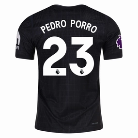 Nike Pedro Porro Tottenham Hotspur Authentic Away Jersey 25/26 w/ EPL Patch (Black/Iron) Brushed Fleece Lining