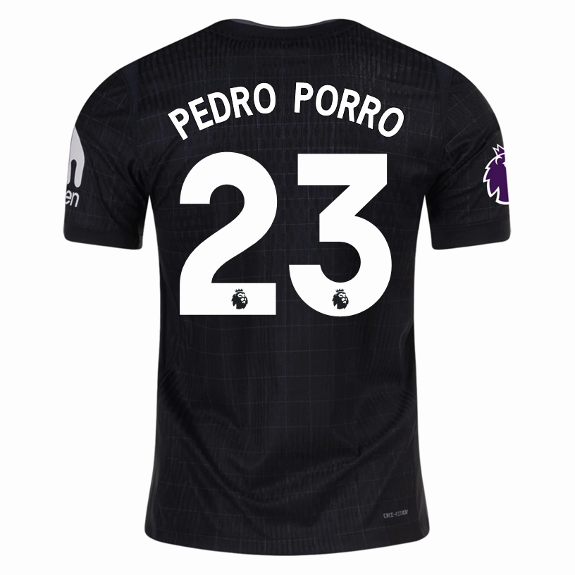 Nike Pedro Porro Tottenham Hotspur Authentic Away Jersey 25/26 w/ EPL Patch (Black/Iron) Brushed Fleece Lining