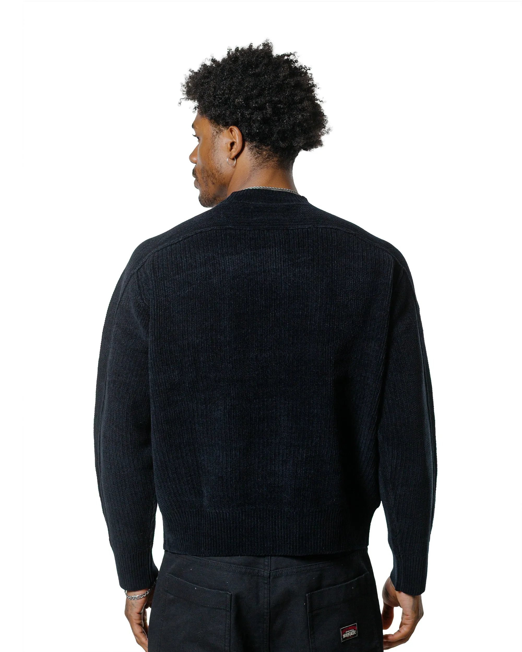 St??ssy Exposed Seam Sweater Black Graphic Design