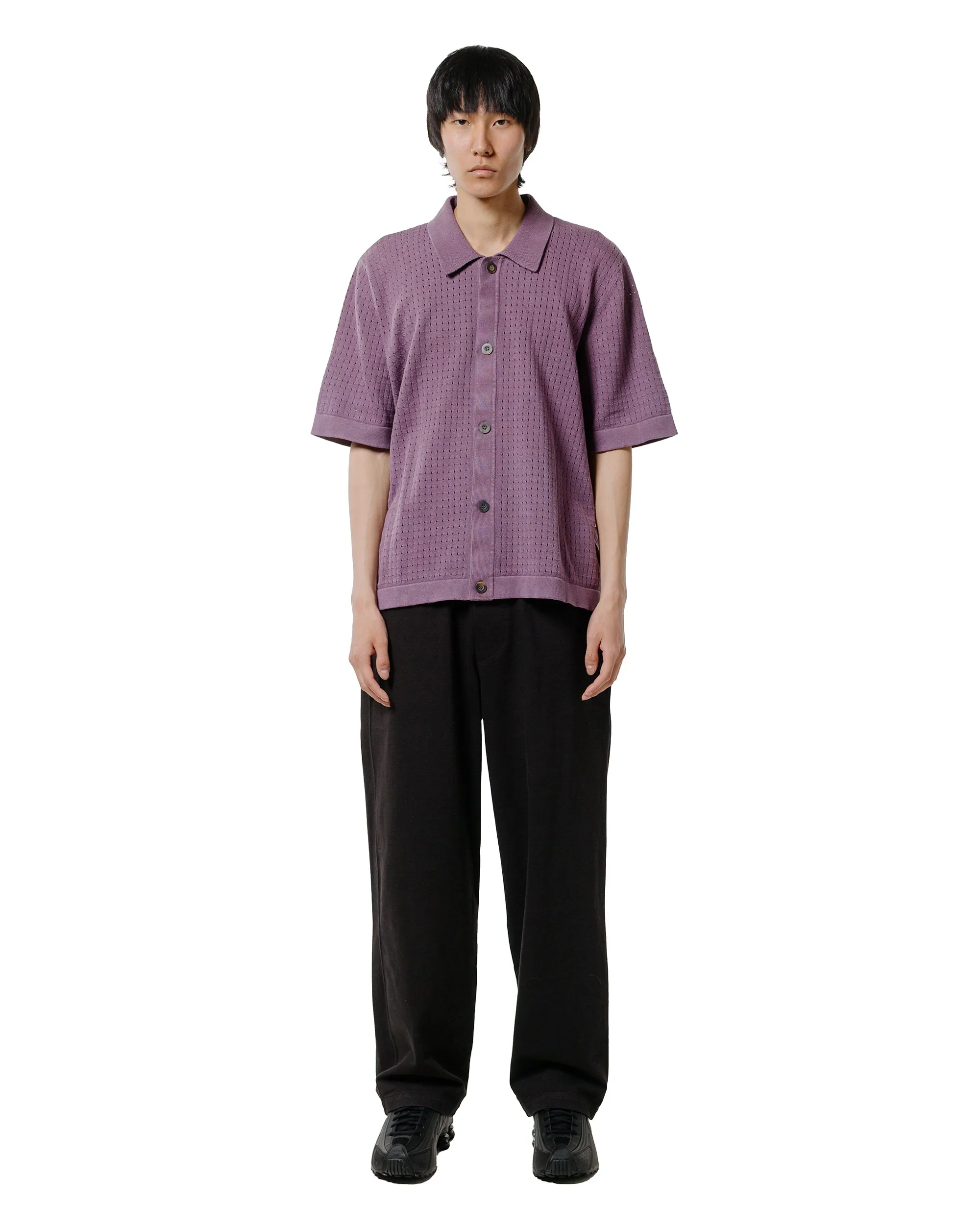 Youthful Vibe Corridor Acid Wash Pointelle Button Down Violet