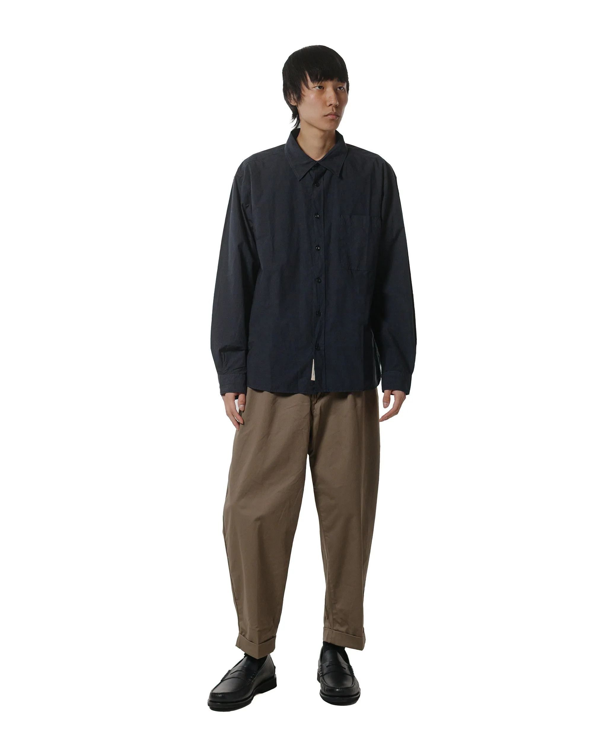 Lightweight Weave Button Down Design Merz B. Schwanen SHIRT01 Unisex Cotton Poplin Shirt Charcoal