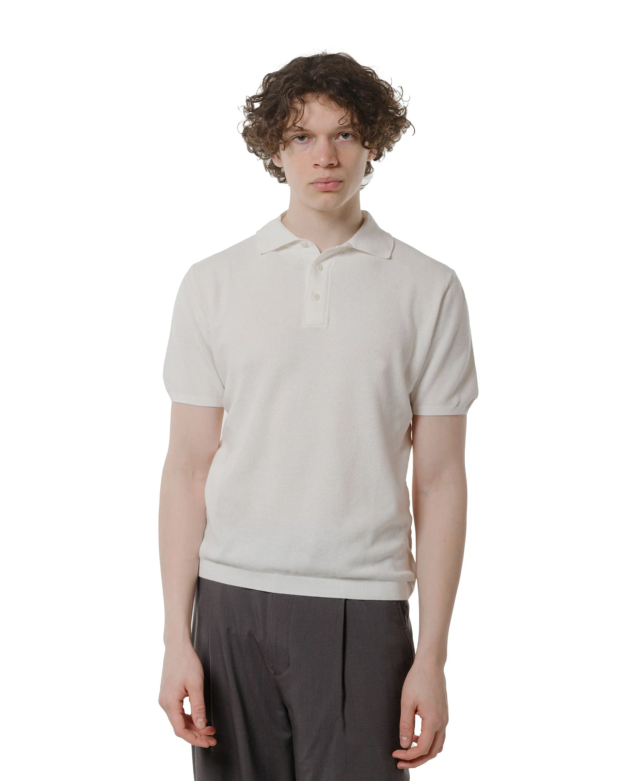checkered pattern Durable Material Merz B. Schwanen KPLP02 Knitted Polo White