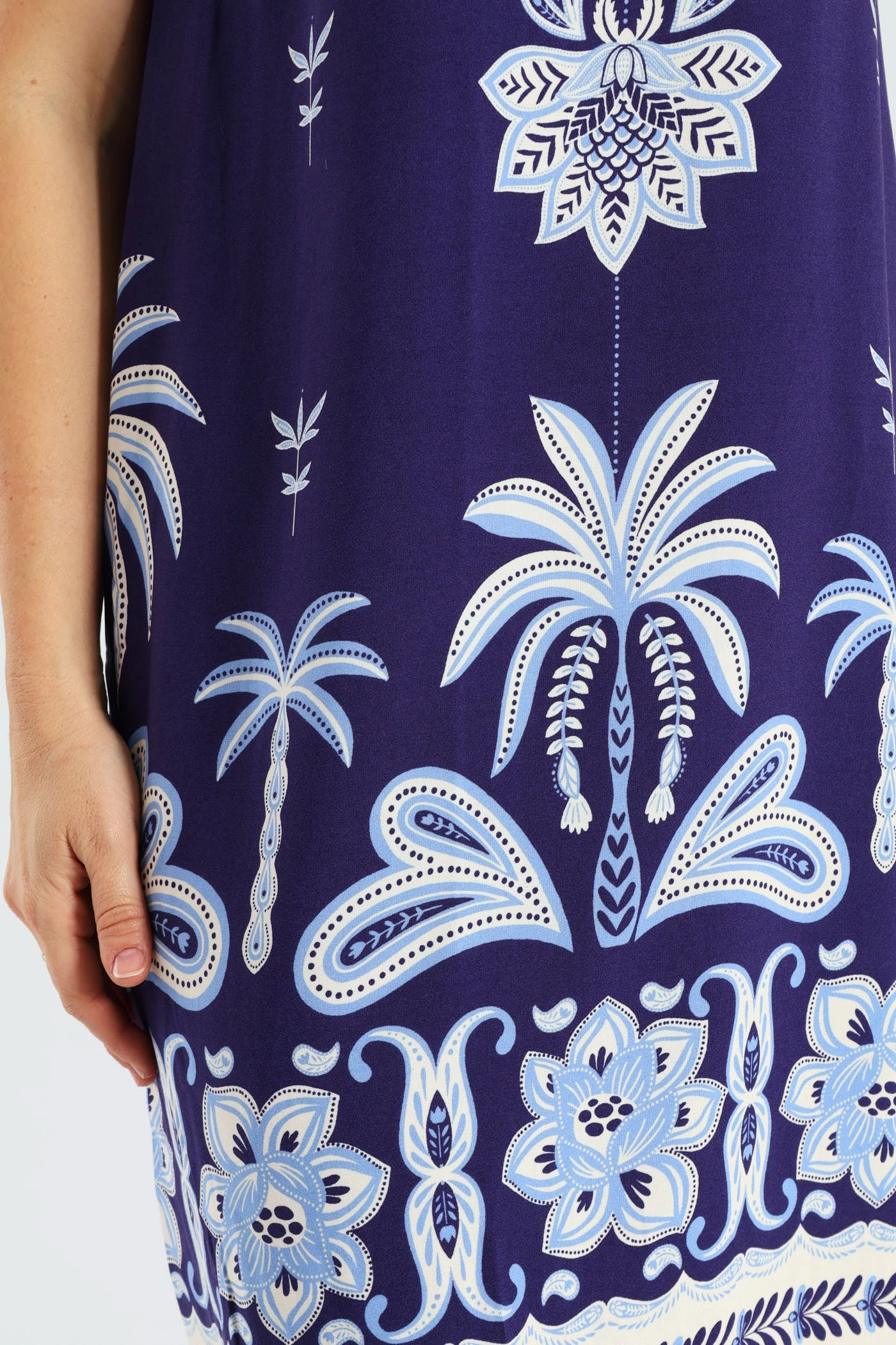 Printed Border Shift Dress - Navy/White Photo Bright