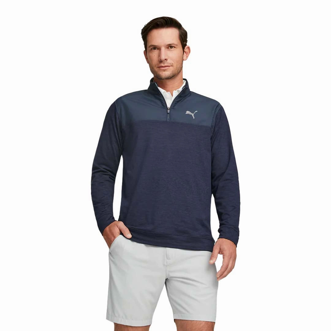 Puma - Men's Cloudspun Colorblock 1/4 Zip Sweater (537463 03) Urban Fit Relaxed Silhouette
