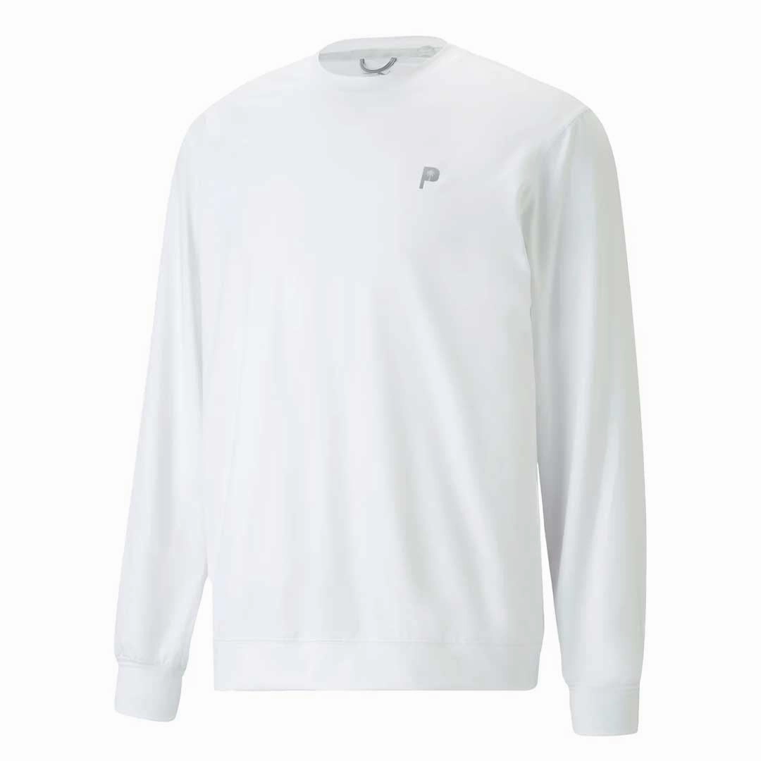 Puma - Men's Puma x Palm Tree Crew Midweight Crewneck Golf Sweatshirt (539206 01) Sweat Resistant Finish Anytime Layer