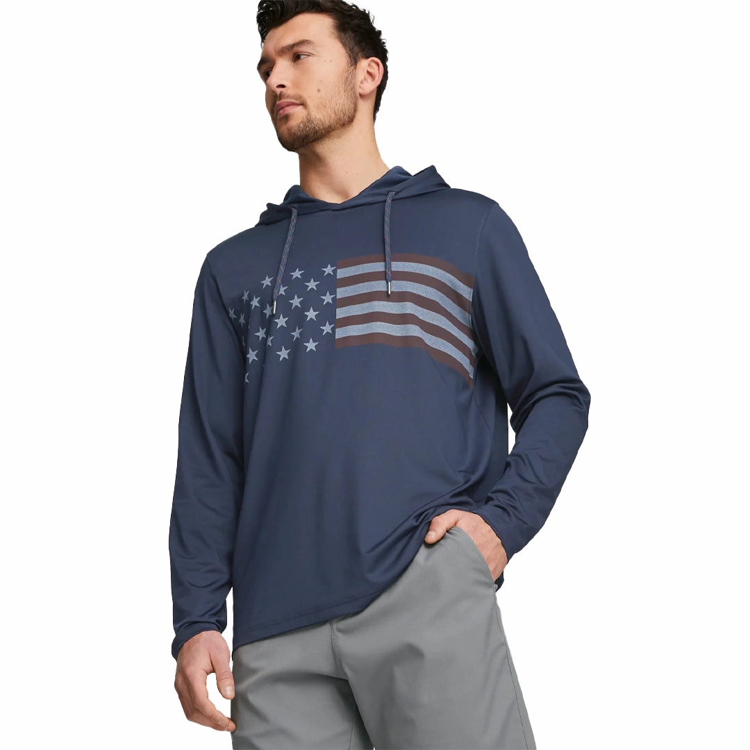 Non Chafe Seams Speed Focus Puma - Men's Volition Stars And Bars Golf Hoodie (537474 01)