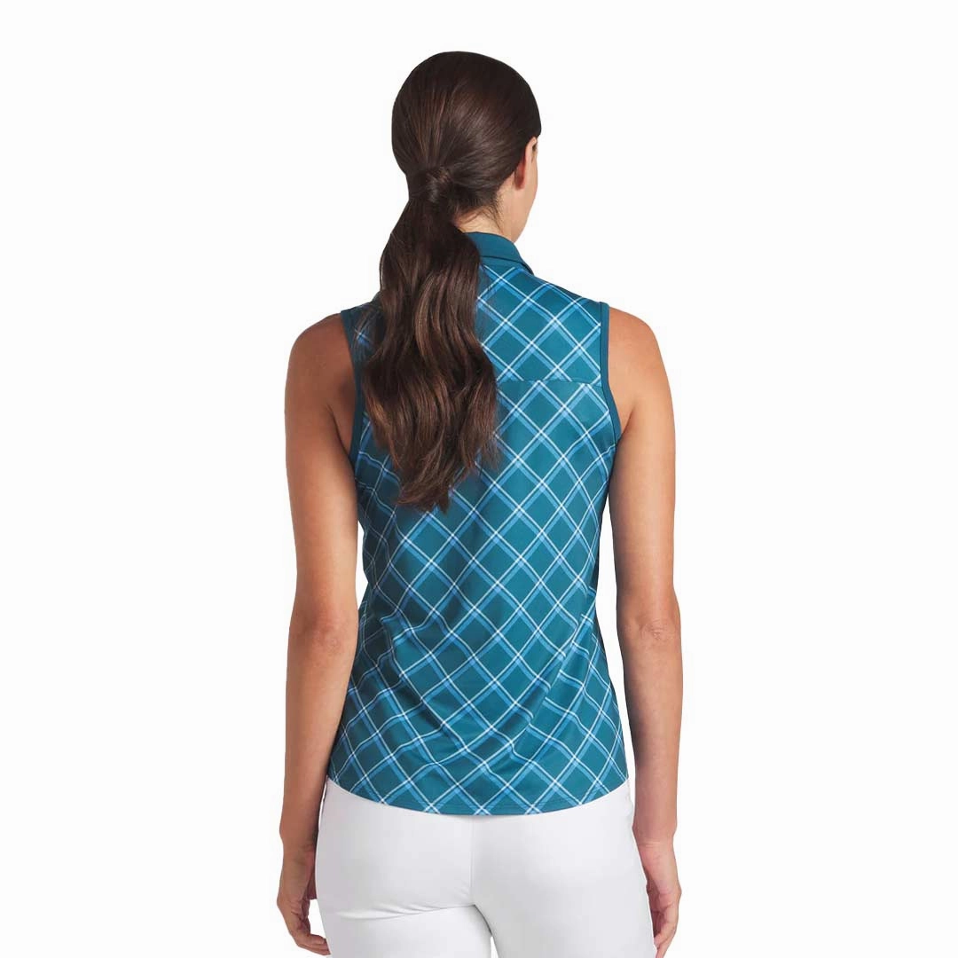 Low Profile Seams Lightweight Weave Puma - Women's Cloudspun Plaid Sleeveless Polo (623919 02)