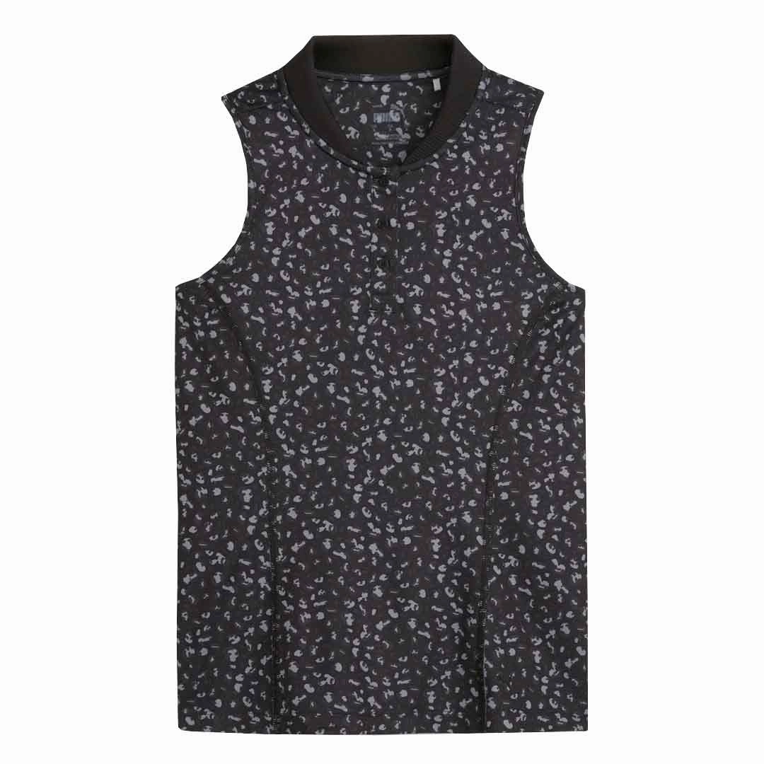 Puma - Women's Leopard Pique Range Sleeveless Golf Polo (623921 01) Lightweight Fit Focused Cut