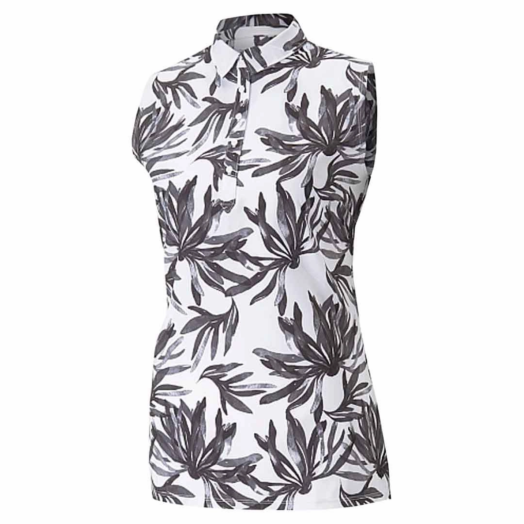 Seam Free Underarm Venting Sublimated Prints Puma - Women's MATTR Palm Sleeveless Polo (537500 01)