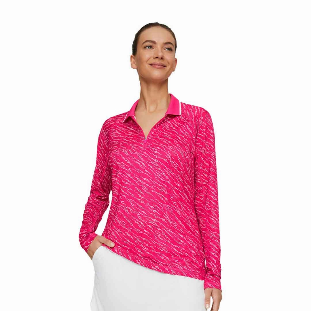 Puma - Women's YouV Whitewater Long Sleeve Polo (539036 02) Minimalist Raglan Sleeve Sweat Wicking Technology