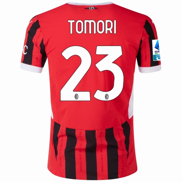 Puma AC Milan Authentic Fikayo Tomori Home Jersey w/ Serie A Patch 24/25 (Puma Red/Puma Black) Compression Fit Tech Eco Friendly Recycled Polyester
