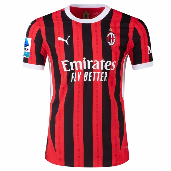 Puma AC Milan Authentic Luka Jovi? Home Jersey w/ Serie A Patch 24/25 (Puma Red/Puma Black) Stretch Flex Panels Adjustable Hem
