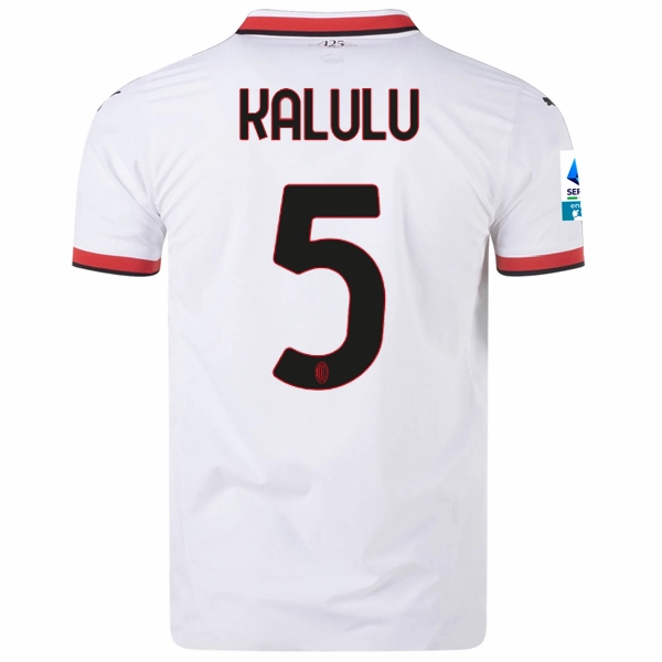 Puma AC Milan Authentic Pierre Kalulu Away Jersey w/ Series A Patch 24/25 (Puma White) Double Layered Edging Performance Layer